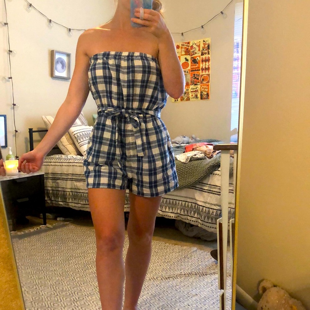 Plaid pattern romper